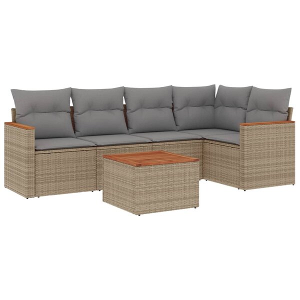 vidaXL Salon de jardin avec coussins 6 Pièces beige résine tressée