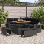 vidaXL Ensemble de canapé de jardin 8 Pièces Noir polyrotin