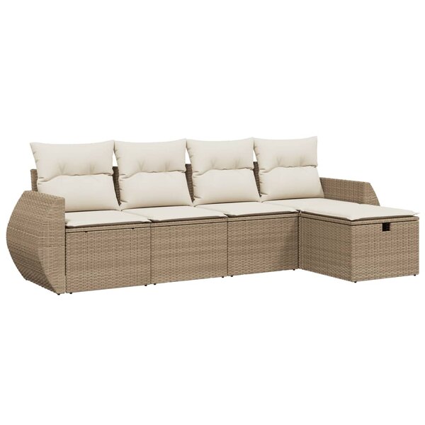 vidaXL Salon de jardin avec coussins 5 Pièces beige résine tressée