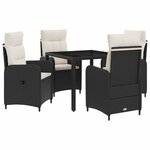 vidaXL Ensemble de repas extérieur 5 pc Noir et blanc crème polyrotin