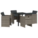 vidaXL Ensemble de salle à manger de jardin 5 pièces avec coussins gris en poly rotin