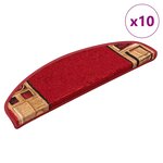 vidaXL Tapis d'escalier autoadhésifs 10 Pièces 65x21x4 cm Rouge
