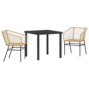 vidaXL Ensemble de salle à manger pour jardin 3 Pièces Marron polyrotin