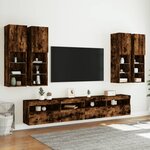 vidaXL Ensemble de meubles TV muraux 7 Pièces et lumières LED chêne fumé