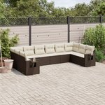 vidaXL Salon de jardin 10 Pièces avec coussins marron résine tressée