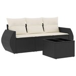 vidaXL Salon de jardin 4 Pièces avec coussins noir résine tressée