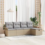 vidaXL Ensemble de canapés de jardin 5 pièces avec coussins Beige Poly Rattan