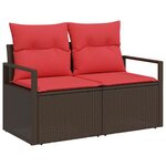 vidaXL Ensemble de canapé de jardin 9 Pièces Marron Poly rotin