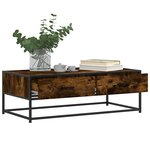 vidaXL Table basse chêne fumé 100x50x35 cm bois d'ingénierie et métal