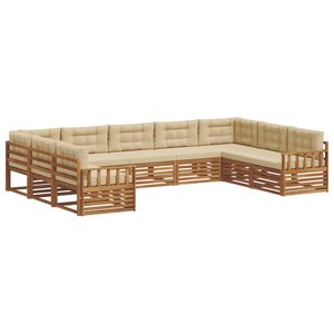 vidaXL Ensemble de canapés d'extérieur 9 pc Naturel et Beige