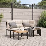 vidaXL Ensemble de banc de jardin avec coussins 3 Pièces noir