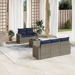 vidaXL Salon de jardin 6 Pièces avec coussins gris résine tressée