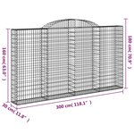 vidaXL Panier de gabions arqué 300x30x160/180 cm Fer galvanisé