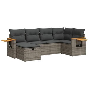 vidaXL Salon de jardin 6 Pièces avec coussins gris résine tressée