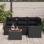 vidaXL Ensemble de canapé de jardin 5 Pièces Noir