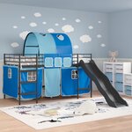 vidaXL Lit mezzanine pour enfants Noir et Bleu 107 x 200 cm Métал