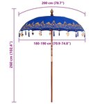 vidaXL Parasol balinais Bleu 185 x 185 x 260 cm