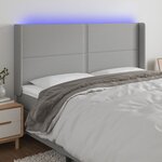vidaXL Tête de lit à LED Gris clair 163x16x118/128 cm Tissu