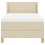 vidaXL Lit à ressorts avec matelas - Tissu crème  100 x 200 cm