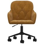 Chaise fauteuil siège pivotante de bureau informatique étude velours brun 02_0024147