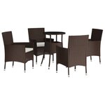 vidaXL Ensemble de bistro de jardin 5 Pièces coussins marron poly rotin