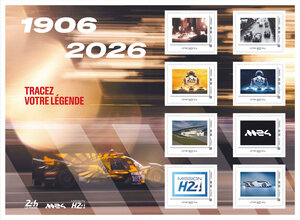 Collector 8 timbres - 120 ans des 24h du Mans (1906-2026) - Lettre Verte