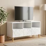 vidaXL Meuble TV 102 x 34 5 x 50 cm Blanc Bois d'ingénierie