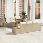 vidaXL Ensemble de canapé de jardin 7 Pièces Beige Poly rotin
