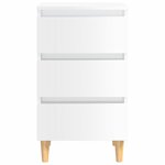 vidaXL Table de chevet avec pieds en bois blanc brillant 40x35x69 cm