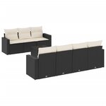 vidaXL Salon de jardin 8 Pièces avec coussins noir résine tressée