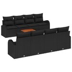 vidaXL Ensemble de canapé de jardin 9 Pièces Noir
