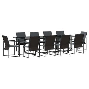 vidaXL Ensemble de salle à manger pour jardin 11 Pièces Noir Acier