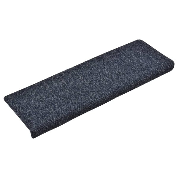 vidaXL Tapis d'escalier 15 Pièces Tissu aiguilleté 65x21x4 cm Bleu