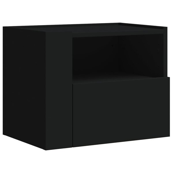vidaXL Table de chevet murale noir 45x30x35 cm
