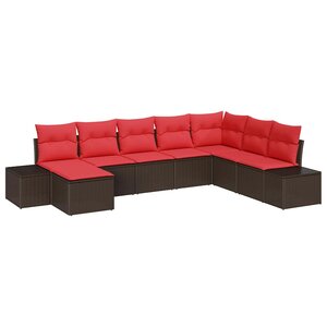 vidaXL Ensemble de canapé de jardin 8 Pièces Marron polyrotin