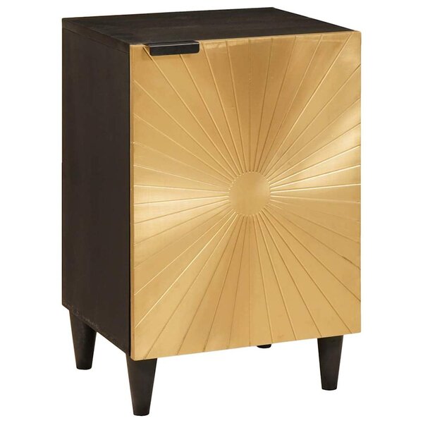 vidaXL Cabinet de salle de bain avec porte Noir et or 38 x 33 x 58 cm