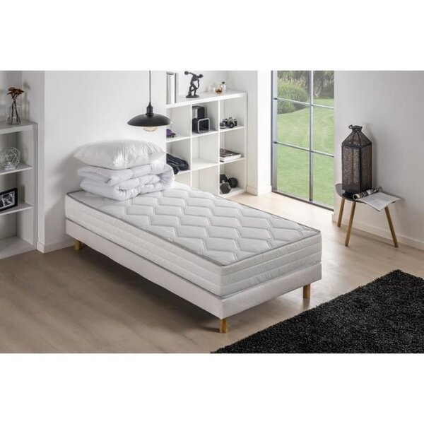 Matelas + Sommier 90 x 190 cm + Couette + Oreiller