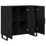 Buffet vidaXL avec 3 portes en chêne noir 90x34x80 cm en bois d'ingénierie