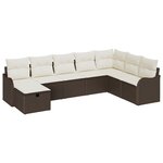 Ensemble de canapés de jardin 8 pièces avec coussins en rotin poly marron