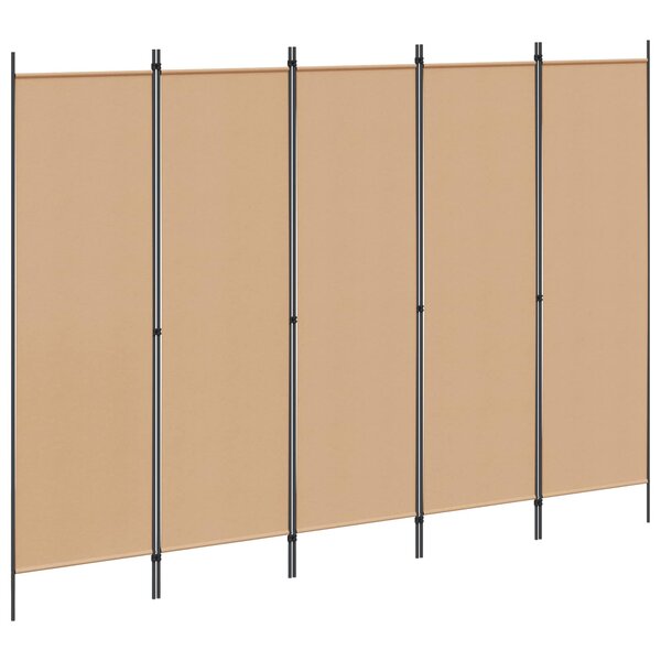 vidaXL Paravent 5 panneaux Beige 250 x 180 cm Tissu