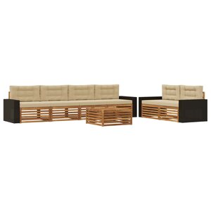 vidaXL Ensemble de canapés d'extérieur 7 pc Naturel et Beige Polyester