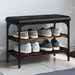 vidaXL Banc à chaussures chêne fumé 62x32x47 cm bois d'ingénierie