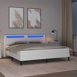 vidaXL Cadre de lit avec bandes LED Blanc 180 x 200 cm Simili cuir