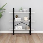 vidaXL Bibliothèque à 3 niveaux Blanc 100x30x105 cm Bois de pin massif