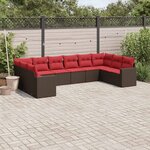 vidaXL Salon de jardin 10 Pièces avec coussins marron résine tressée