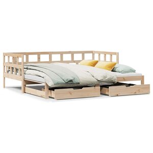 vidaXL Lit de jour avec gigogne et tiroirs sans matelas 80x200 cm