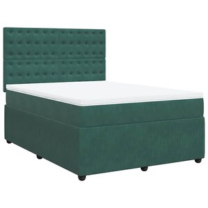 vidaXL Sommier à lattes de lit et matelas Vert foncé 140x200cm Velours
