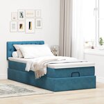 vidaXL Lit ottoman avec matelas et LED bleu foncé 80x200cm velours