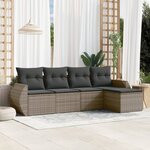 vidaXL Salon de jardin 5 Pièces avec coussins gris résine tressée