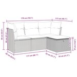 vidaXL Salon de jardin 4 Pièces avec coussins noir résine tressée